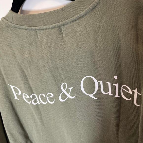 •NWT• MUSEUM OF PEACE & QUIET Large Olive Crewneck Sweater - Picture 4 of 9
